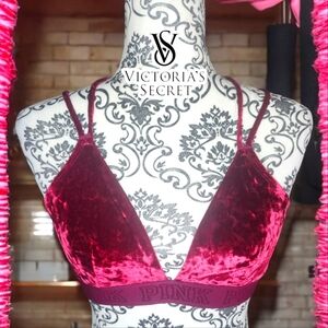 PINK by VS Velvety Red Bralette- Medium